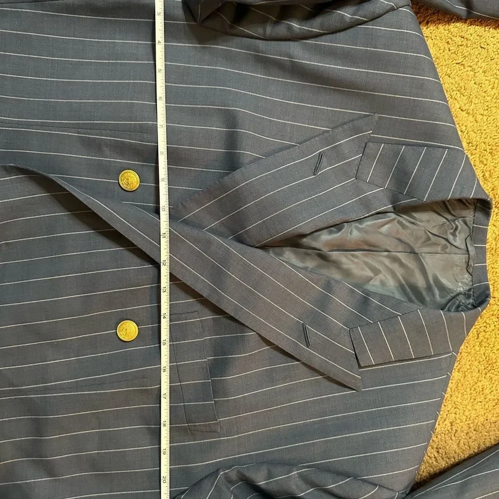 Custom 170’s Blue Double-Breasted Suit with Pinstripes & surgeon cuffs